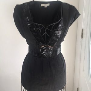Liquid designer evening top